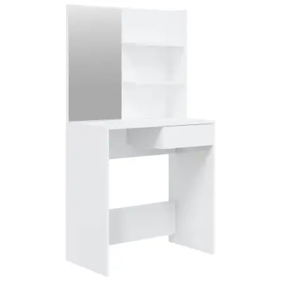 vidaXL Toaletna mizica z ogledalom visok sijaj bela 74,5x40x141 cm