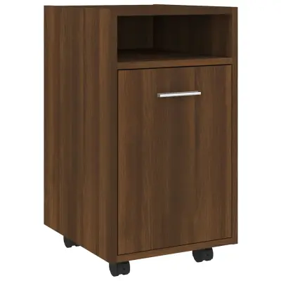 vidaXL Stranska omarica s kolesi rjav hrast 33x38x60cm konstruiran les