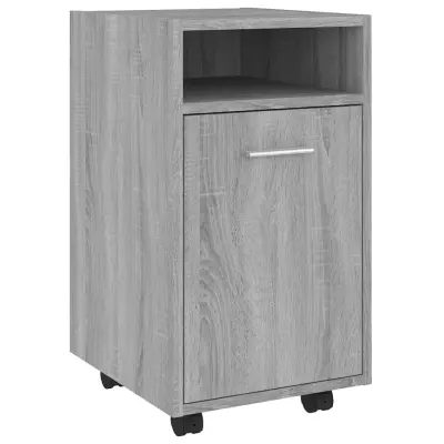 vidaXL Stranska omarica s kolesi siva sonoma 33x38x60cm konstr. les