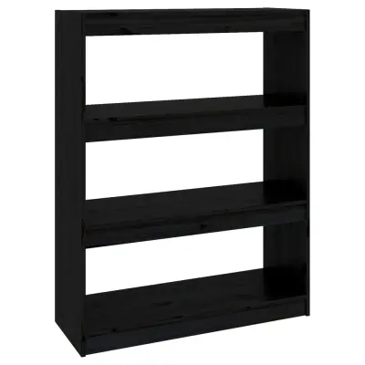 vidaXL Knjižna omara/pregrada črna 80x30x103,5 cm trdna borovina