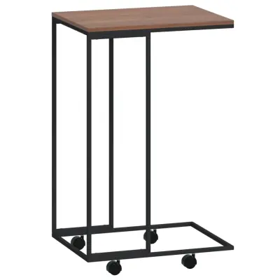 vidaXL Stranska mizica s kolesi črna 40x30x63,5 cm konstruiran les