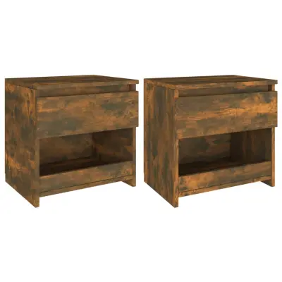 vidaXL Nočna omarica 2 kosa dimljeni hrast 40x30x39 cm konstruiran les