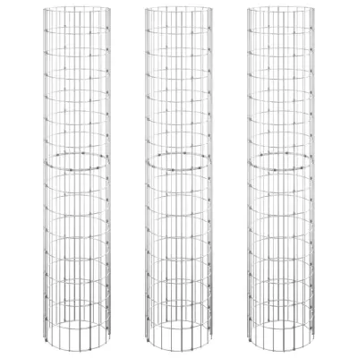 vidaXL Okrogle visoke grede gabion 3 kosi pocinkano jeklo Ø30x150 cm