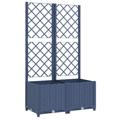 vidaXL Cvetlično korito z oporno mrežo modro sivo 80x40x136 cm PP