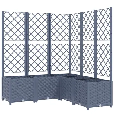 vidaXL Cvetlično korito z oporno mrežo modro sivo 120x120x136 cm PP