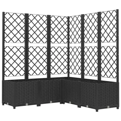 vidaXL Cvetlično korito z oporno mrežo črno 120x120x136 cm PP
