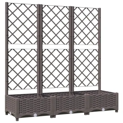 vidaXL Cvetlično korito z oporno mrežo rjavo 120x40x121,5 cm PP