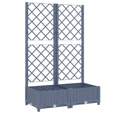 vidaXL Cvetlično korito z oporno mrežo modro sivo 80x40x121,5 cm PP