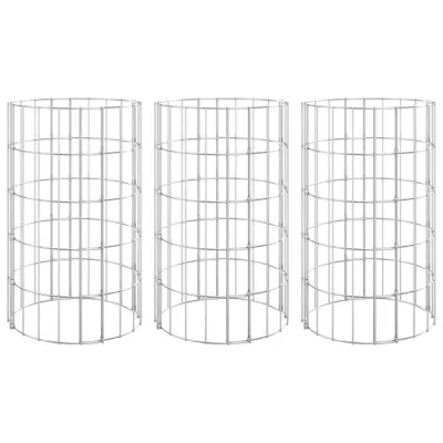 vidaXL Okrogle visoke grede gabion 3 kosi pocinkano jeklo Ø30x50 cm