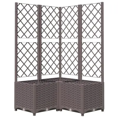 vidaXL Cvetlično korito z oporno mrežo rjavo 80x80x136 cm PP
