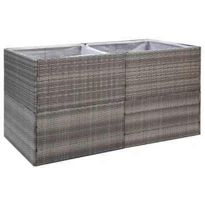 vidaXL Vrtno cvetlično korito sivo 157x80x80 cm poli ratan