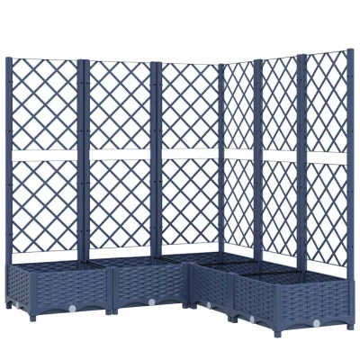 vidaXL Cvetlično korito z oporno mrežo modro sivo 120x120x121,5 cm PP