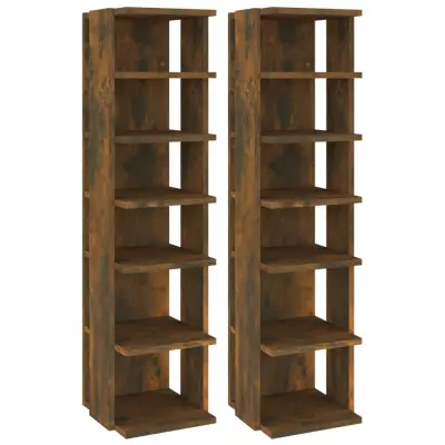 vidaXL Regal za čevlje 2 kosa dim. hrast 27,5x27x102 cm inženirski les