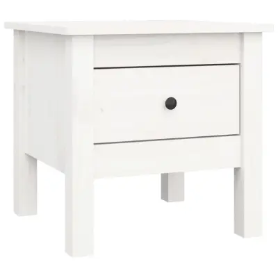 vidaXL Stranska mizica bela 40x40x39 cm trdna borovina