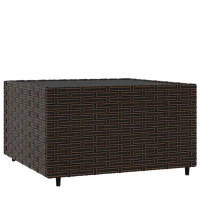 vidaXL Kvadratna vrtna klubska mizica rjava 50x50x30 cm poli ratan