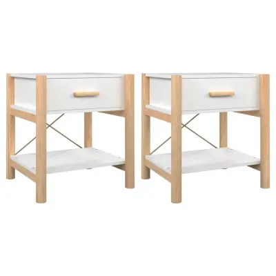 vidaXL Nočna mizica 2 kosa bela 42x38x45 cm inženirski les
