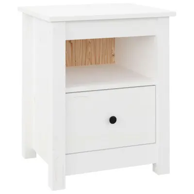 vidaXL Nočna omarica bela 40x35x49 cm trdna borovina