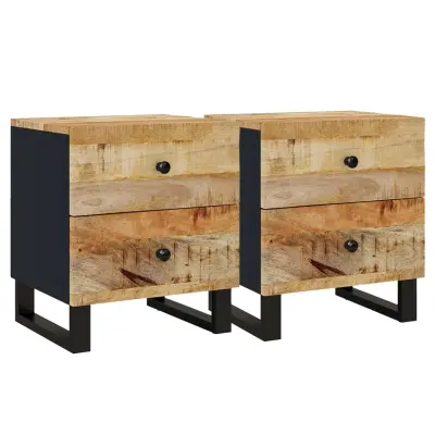 vidaXL Nočna omarica 2 kosa 40x33x46 cm trdna borovina