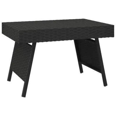 vidaXL Zložljiva stranska mizica črna 60x40x38 cm poli ratan