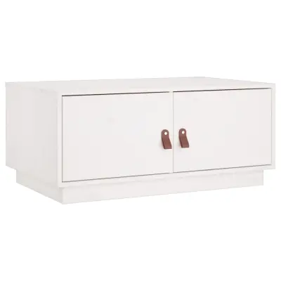 vidaXL Klubska mizica bela 80x50x35 cm trdna borovina