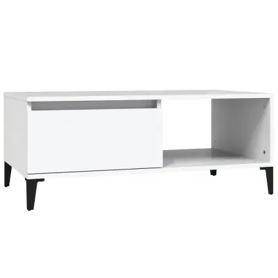 vidaXL Klubska mizica bela 90x50x36,5 cm inženirski les