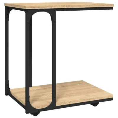 vidaXL Stranska mizica s kolesi sonoma hrast 50x35x55,5 cm inžen. les