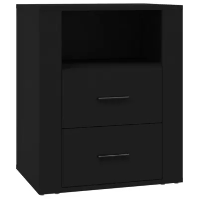 vidaXL Nočna omarica črna 50x36x60 cm inženirski les