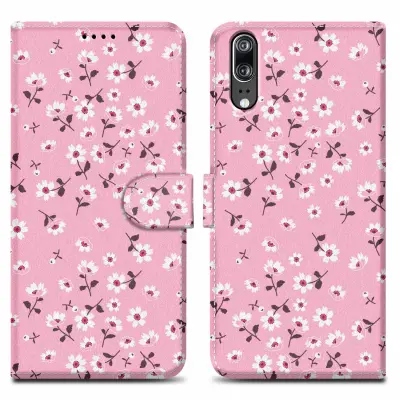CADORABO Ohišje, združljiv s Huawei - Design Flower Rain št. 6 - Zaščitni pokrov z magnetnim zapiranjem, funkcijo stojala in režo za kartico