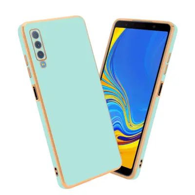 CADORABO Ohišje, združljiv s Samsungom v sijajni metini zeleni barvi - Zlato - zaščitni pokrov iz fleksibilnega silikona TPU in z zaščito pred kamero