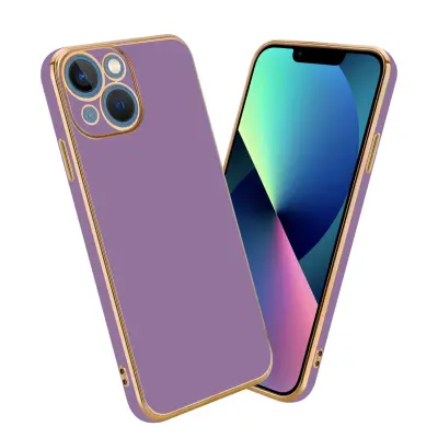 CADORABO Ohišje, združljiv z Apple v sijajnem vijoličnem - zlati - zaščitni pokrov iz fleksibilnega silikona TPU in z zaščito pred kamero