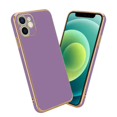 CADORABO Ohišje, združljiv z Apple v sijajnem vijoličnem - zlati - zaščitni pokrov iz fleksibilnega silikona TPU in z zaščito pred kamero
