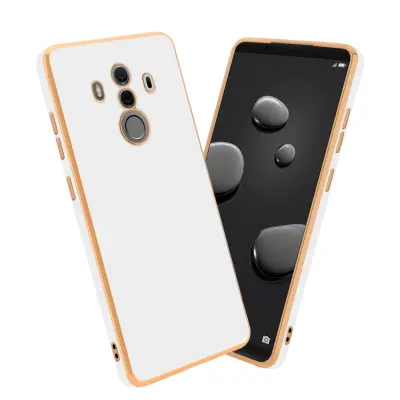 CADORABO Ohišje, združljiv s Huawei v sijajnem belem - zlatu - zaščitni pokrov iz fleksibilnega silikona TPU in z zaščito pred kamero