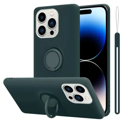 CADORABO Ohišje, združljiv z Apple v tekoči zeleni barvi - zaščitni pokrov iz fleksibilnega silikona TPU z obročem