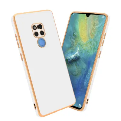 CADORABO Ohišje, združljiv s Huawei v sijajnem belem - zlatu - zaščitni pokrov iz fleksibilnega silikona TPU in z zaščito pred kamero