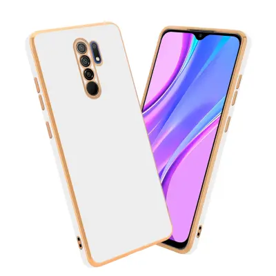 CADORABO Ohišje, združljiv s Xiaomi v sijajnem belem - zlatu - zaščitni pokrov iz fleksibilnega silikona TPU in z zaščito pred kamero