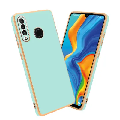 CADORABO Ohišje, združljiv s Huawei v sijajni metini zeleni barvi - Zlato - zaščitni pokrov iz fleksibilnega silikona TPU in z zaščito pred kamero