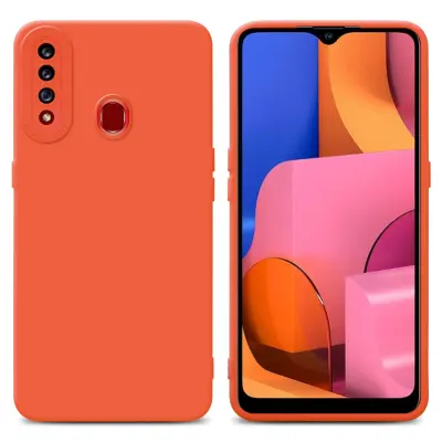 CADORABO Ohišje, združljiv s Samsungom v tekočini Orange - Zaščitni pokrov iz fleksibilnega silikona TPU