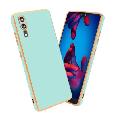 CADORABO Ohišje, združljiv s Huawei v sijajni metini zeleni barvi - Zlato - zaščitni pokrov iz fleksibilnega silikona TPU in z zaščito pred kamero