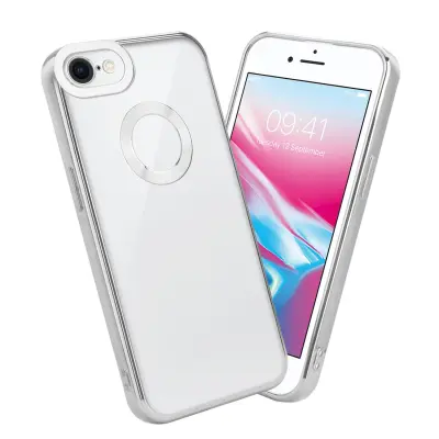 CADORABO Ohišje, združljiv z Apple v prozorni - srebrni - zaščitni pokrov, narejen iz fleksibilnega silikona TPU s kromiranjem