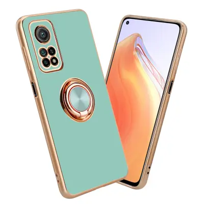 CADORABO Xiaomi v sijajni turkizni - Zlato z obročem silikonski/TPU ovitek z zaščito pred kamero in držalo magnetnih avtomobilov