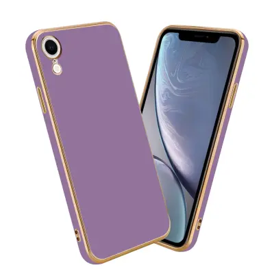 CADORABO Ohišje, združljiv z Apple v sijajnem vijoličnem - zlati - zaščitni pokrov iz fleksibilnega silikona TPU in z zaščito pred kamero