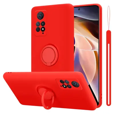 CADORABO Ohišje, združljiv s Xiaomi v tekoči rdeči barvi - zaščitni pokrov iz fleksibilnega silikona TPU z obročem