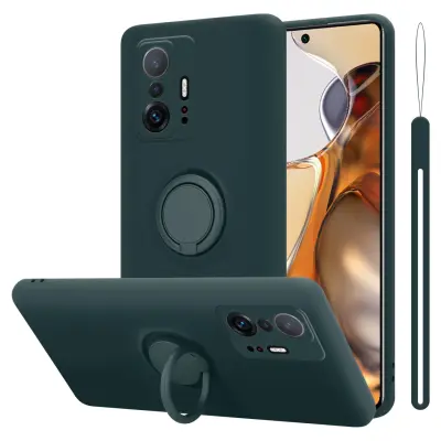 CADORABO Ohišje, združljiv s Xiaomi v tekoči zeleni barvi - zaščitni pokrov iz fleksibilnega silikona TPU z obročem