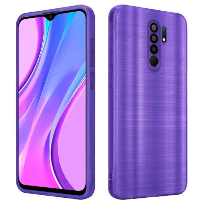CADORABO Ohišje, združljiv z Xiaomi v brušenem vijoličnem - zaščitnem pokrovu, narejen iz fleksibilnega silikona TPU v brušenem dizajnu