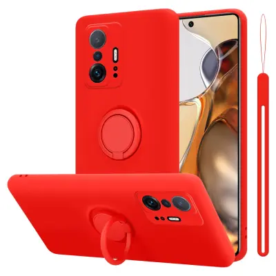 CADORABO Ohišje, združljiv s Xiaomi v tekoči rdeči barvi - zaščitni pokrov iz fleksibilnega silikona TPU z obročem
