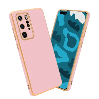 CADORABO Ohišje, združljiv s Huawei v sijajnem roza - zlato - zaščitni pokrov iz fleksibilnega silikona TPU in z zaščito pred kamero