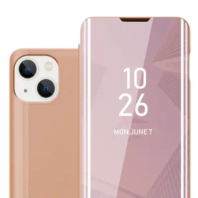 Cadorabo Case, združljiv z Apple v Kunzit Pink - Clear View Zrcalo Zaščitni pokrov s funkcijo stojala 360 stopinj zaščita