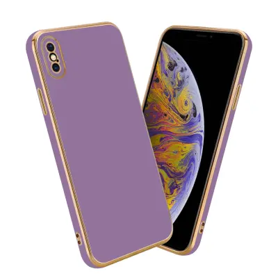 CADORABO Ohišje, združljiv z Apple v sijajnem vijoličnem - zlati - zaščitni pokrov iz fleksibilnega silikona TPU in z zaščito pred kamero