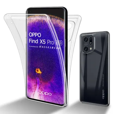 CADORABO združljiv z OPPO v prozorni 360° zaščitni pokrov celotnega telesa - zaščita spredaj in hrbta, vsestranska zaščita z zaščitnim zaslonom