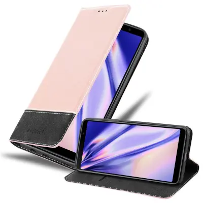 Cadorabo Case, združljiv s Samsungom v rose Gold Black - zaščitni pokrov z magnetnim zapiranjem, stoječo funkcijo in režo za kartico